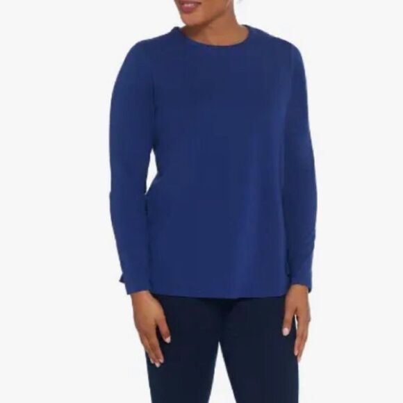 Denim & Co. Essentials Crew Neck Long-Sleeve Knit Top - Picture 1 of 3